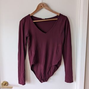 Maroon Long Sleeve Bodysuit